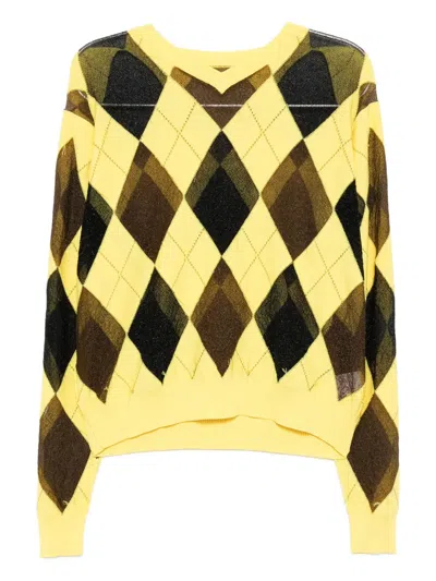 Masu Argyle-knit Sweater In Yellow