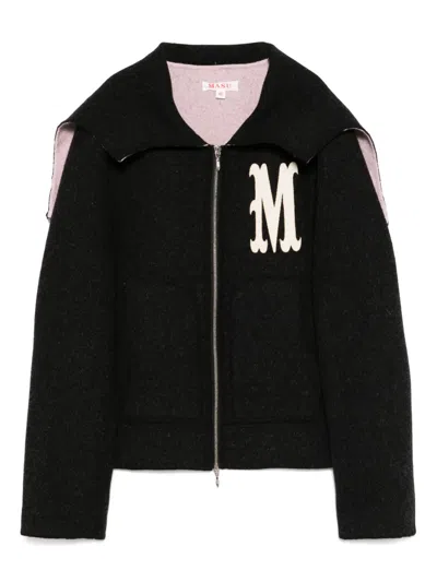 Masu Bat-collar Zip-up Jacket In Black