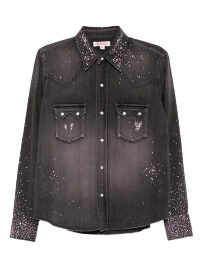 Masu Crystal Embellished Shirt In Black