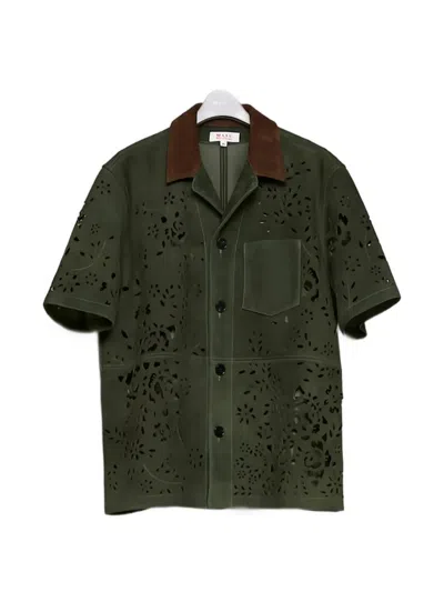 Masu Cut-out Suede Shirt In Green