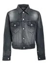 Masu Diamond-pattern Denim Jacket In Black