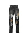 Masu Diamond-patchwork Jeans In Black
