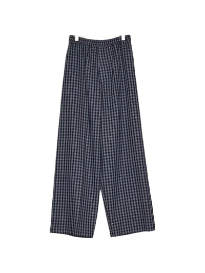 Masu Gingham-check Sequin-embellished Trousers In Gray