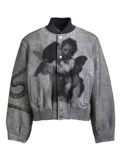 Masu Graphic-print Bomber Jacket In Gray