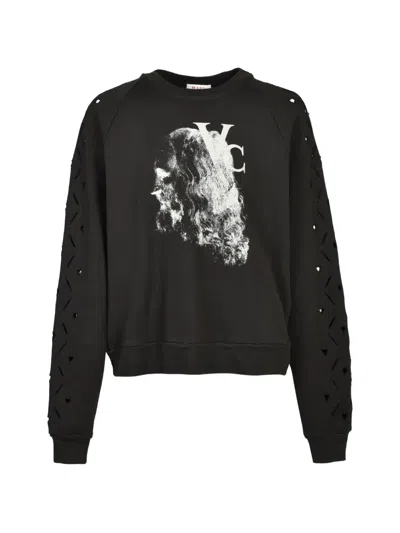 Masu Heart Hole Graphic-print Sweatshirt In Black