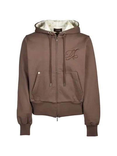 Masu Mb Flower Zip-up Hoodie In Brown