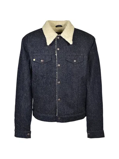 Masu Mb Nep Boa Trucker Jacket In Blue