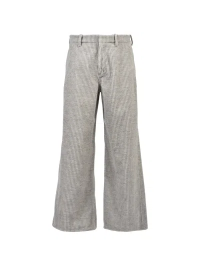 Masu Pleated Corduroy Trousers In Gray