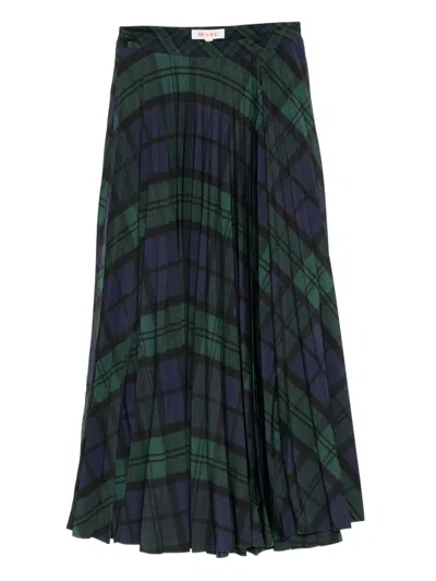 Masu Pleated Wrap Skirt In Green