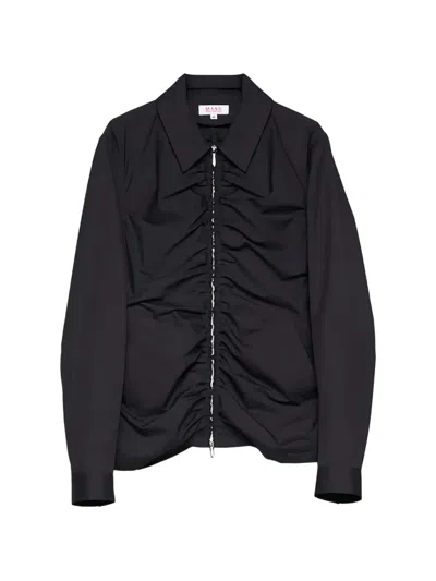 Masu Ruched Zip-up Jacket In Black