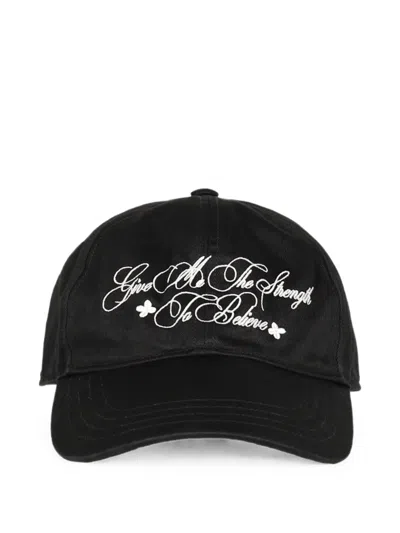 Masu Slogan-embroidered Baseball Cap In Black