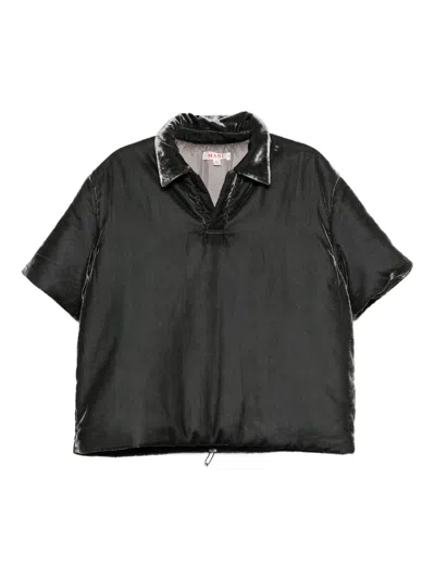 Masu Velvet Padded Polo Shirt In Black