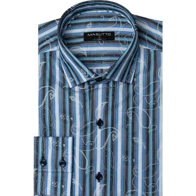 Masutto Adriano Jacquard Button-up Shirt In Blue