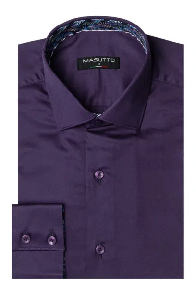 Masutto Aria Solid Button-up Long Sleeve Shirt In Blue
