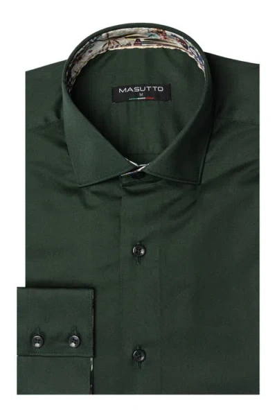 Masutto Aria Solid Button-up Long Sleeve Shirt In Green
