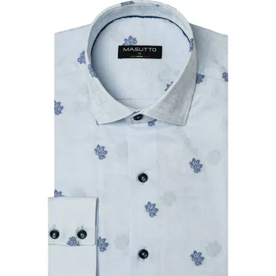 Masutto Aspen Floral Jacquard Button-up Shirt In Blue