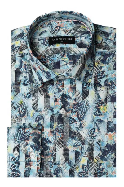 Masutto Astoria Print Button-up Long Sleeve Shirt In Multi
