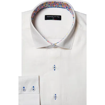 Masutto Cosimo Linen Button-up Long Sleeve Shirt In White