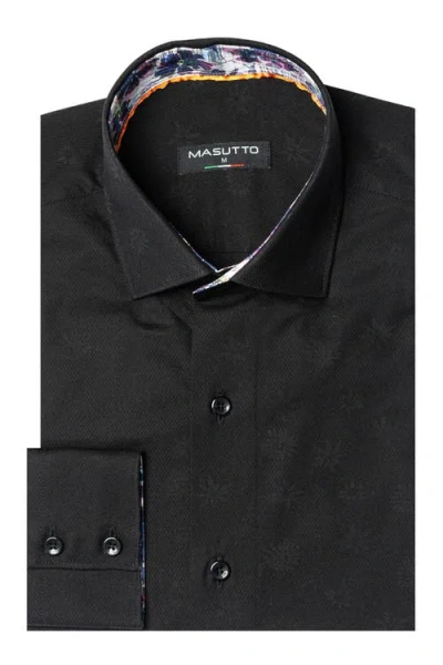 Masutto Dana Button Down Long Sleeve Shirt In Black