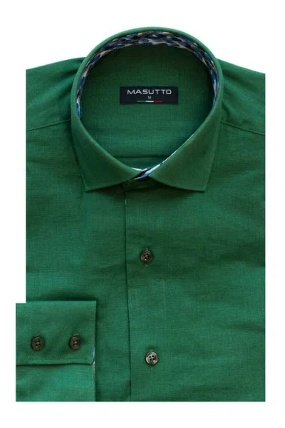 Masutto Della Linen Button-up Shirt In Green