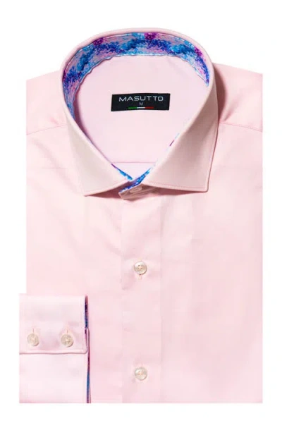 Masutto Jude Solid Button-up Long Sleeve Shirt In Brown