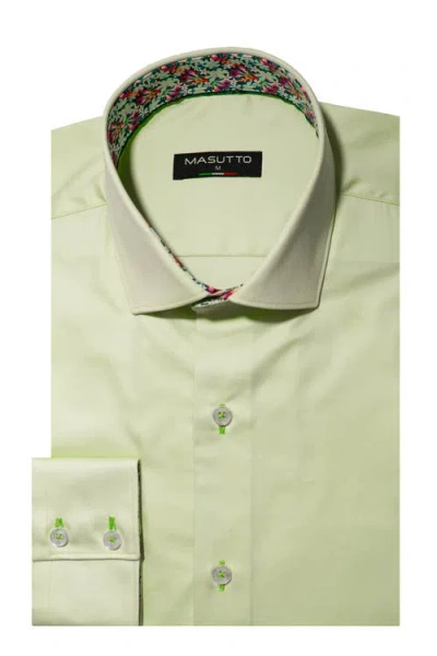 Masutto Jude Solid Button-up Long Sleeve Shirt In Green