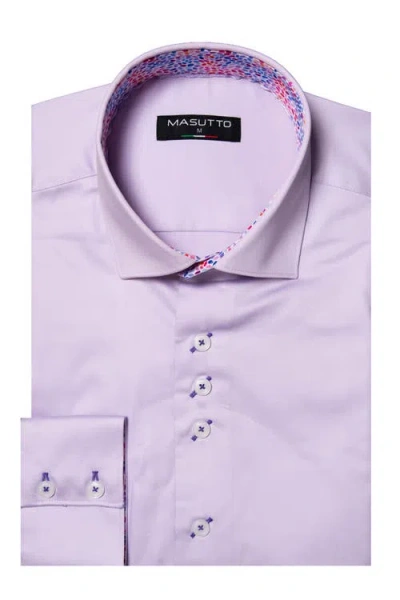 Masutto Lian Solid Button-up Long Sleeve Shirt In Purple