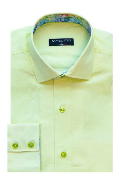 Masutto Lin Linen Button-up Shirt In Green