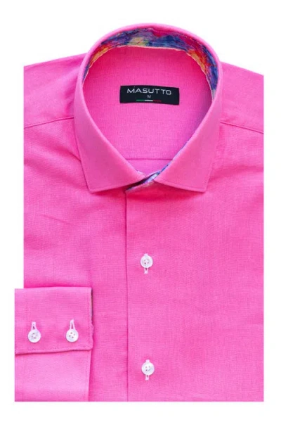 Masutto Lin Linen Button-up Shirt In Pink