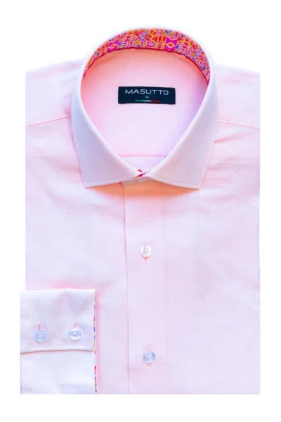 Masutto Lin Linen Button-up Shirt In Pink
