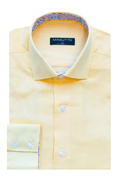 Masutto Lin Linen Button-up Shirt In Yellow