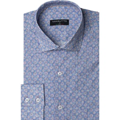 Masutto Luke Button Down Long Sleeve Shirt In Blue