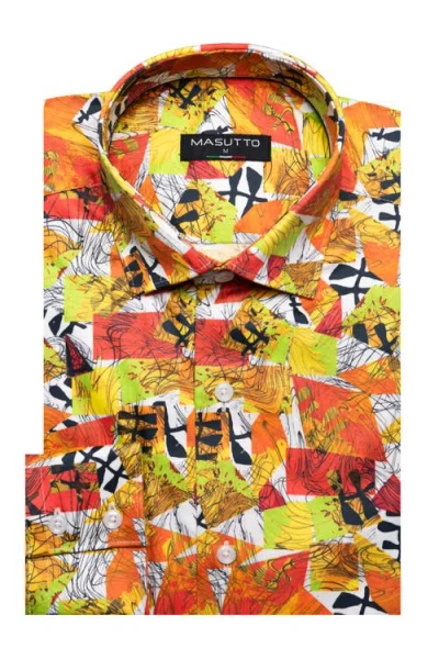 Masutto Marco Print Button-up Long Sleeve Shirt In Multi