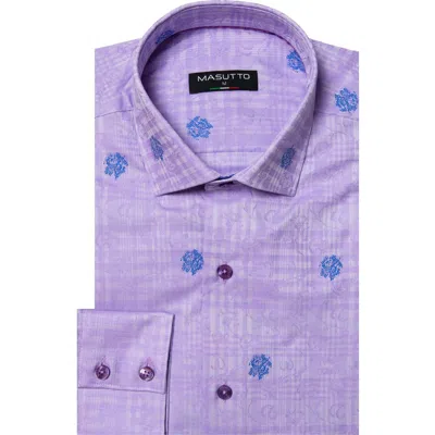 Masutto Matera Jacquard Button-up Long Sleeve Shirt In Purple