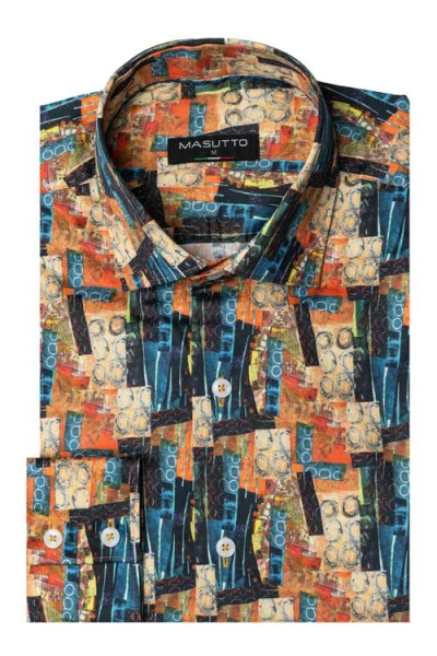 Masutto Memphis Print Button-up Long Sleeve Shirt In Multi