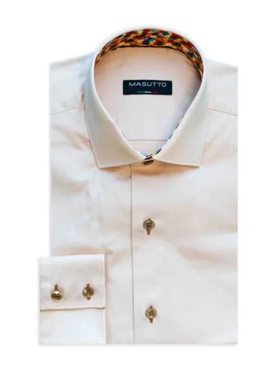 Masutto Men's Classic Fit Dress Shirt In Beige