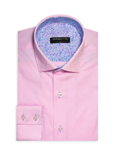 Masutto Men's Classic Fit Pattern Dress Shirt In Pink