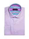 Masutto Men's Classic Fit Pattern Dress Shirt In Purple