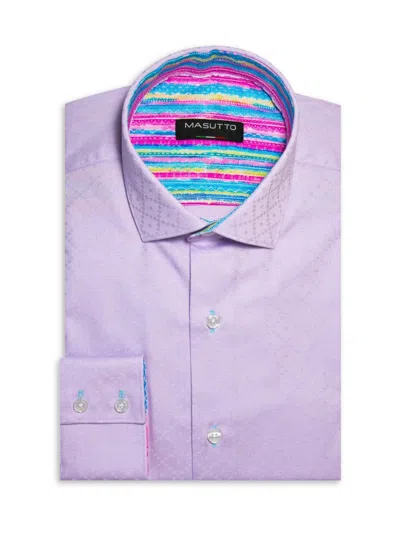 Masutto Men's Classic Fit Pattern Dress Shirt In Purple