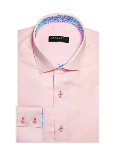 Masutto Men's Classic Fit Solid Dress Shirt In Pink