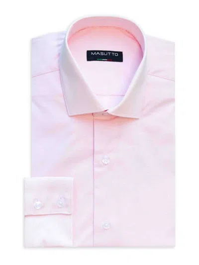 Masutto Men's Classic Fit Solid Dress Shirt In Pink