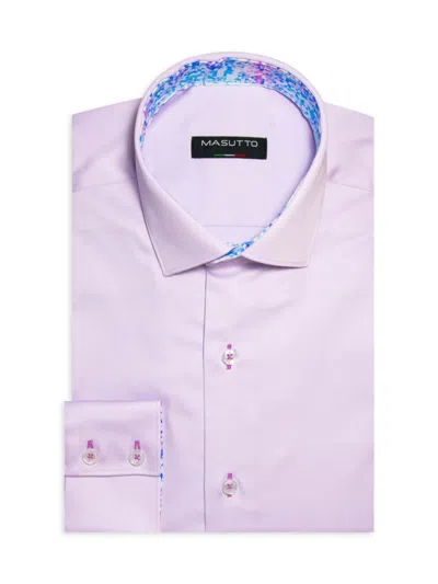 Masutto Men's Classic Fit Solid Dress Shirt In Purple