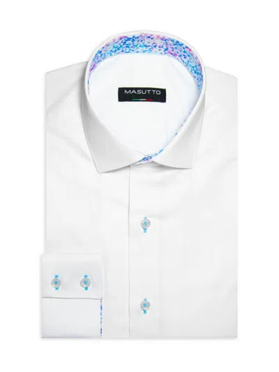 Masutto Men's Classic Fit Solid Dress Shirt In White