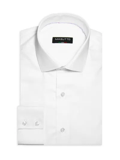 Masutto Men's Classic Fit Solid Dress Shirt In White