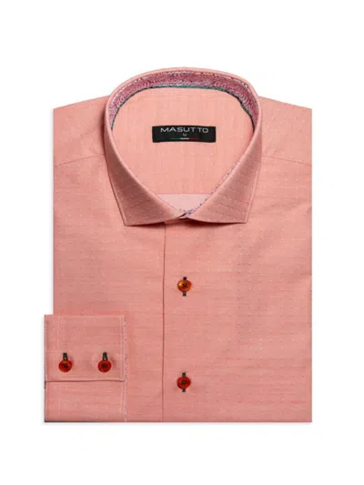 Masutto Men's Dino Contrast Button Dress Shirt In Orange