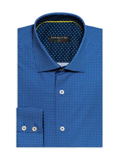 Masutto Men's Erving Geometric Dress Shirt In Blue