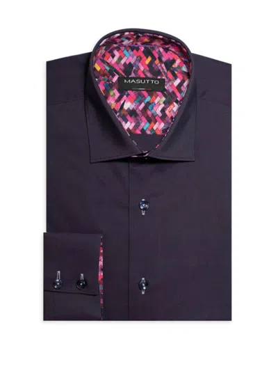 Masutto Men's Eto Contrast Button Dress Shirt In Purple
