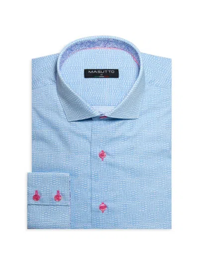 Masutto Men's Liani Contrast Button Dress Shirt In Blue
