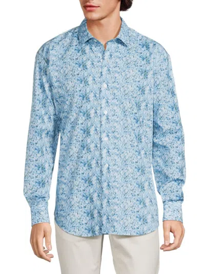 Masutto Men's Martinique Abstract Sport Shirt In Turquoise