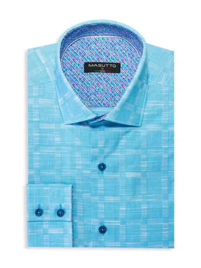 Masutto Men's Milos Classic Fit Plaid Dress Shirt In Blue